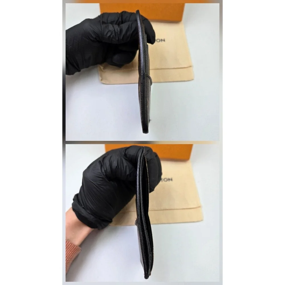 Louis Vuitton Monogram Taiga Card Holder Wallet Black Brown M61733 TJ2168